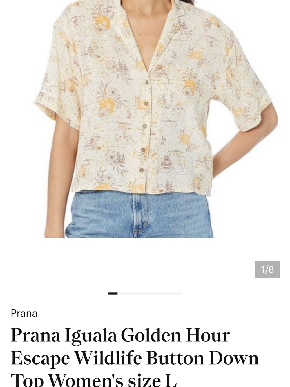 Prana Iguala Golden Hour Escape short sleeve button down Women’s Large